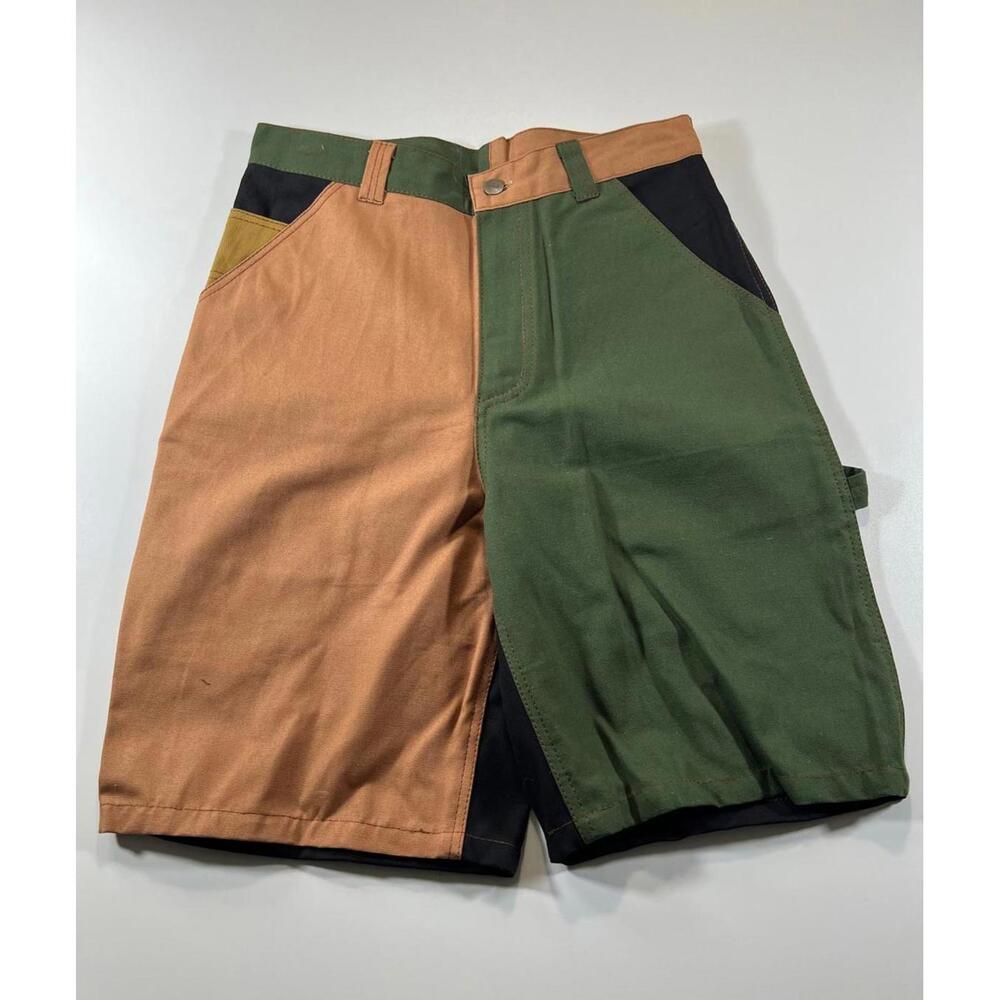 Two-Tone Green & Tan Work Shorts